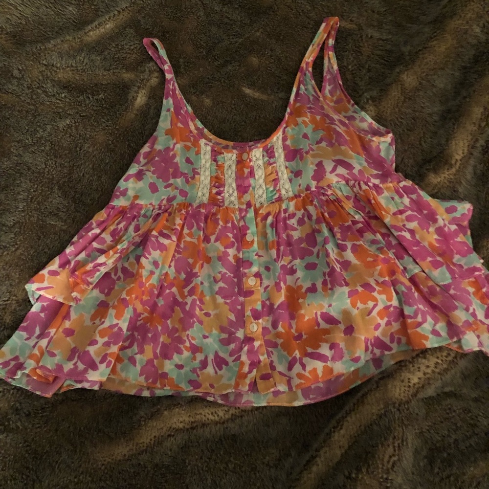 Free People Floral Crop Top